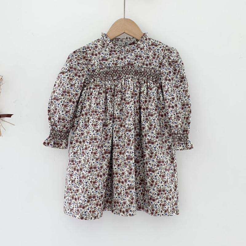 

Girl's Dresses Autumn Kids Baby Girls Long Sleeve Cotton For Winter Girl Dress Floral DressGirl's, S200526 white