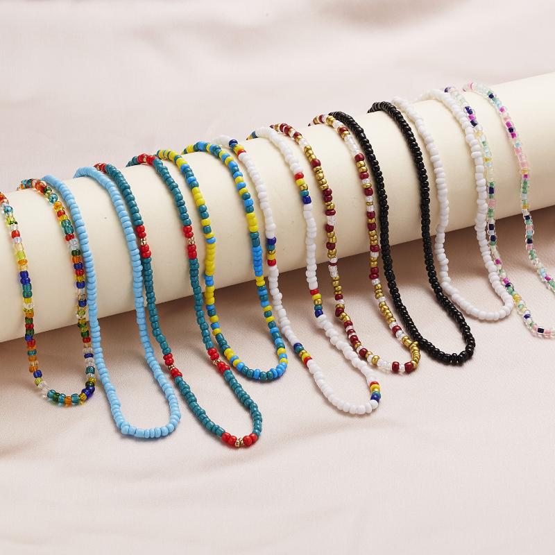 

Pendant Necklaces Simple Seed Beads Strand Choker Necklace Women String Collar Charm Colorful Handmade Bohemia Collier Femme Jewelry GiftPen