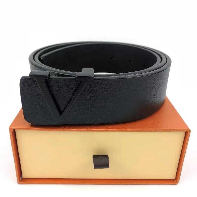 Hot 2022 V Brand Classic Black Luxury High Quality Belt Ceinture Top Designer Fashion Big Bead Buckle Belt Men Ladies Business Couple Gift