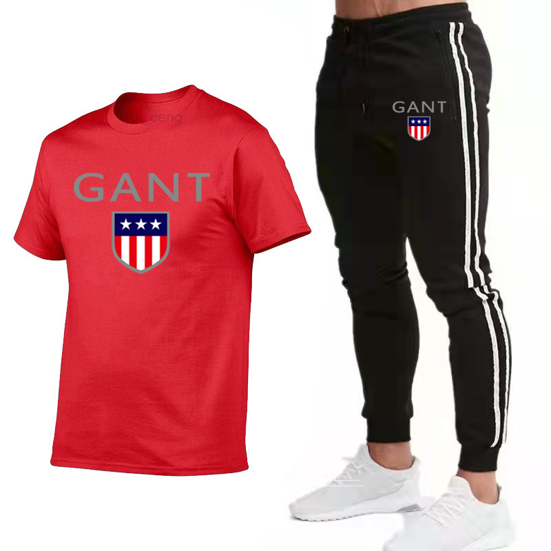 

Men' Tracksuit Designer 2022 New Brand Summer Men T-shirt Trouser Pants Two Piece Sets 100% Cotton Shirts Jogging Sportswear Suit, Dark grey