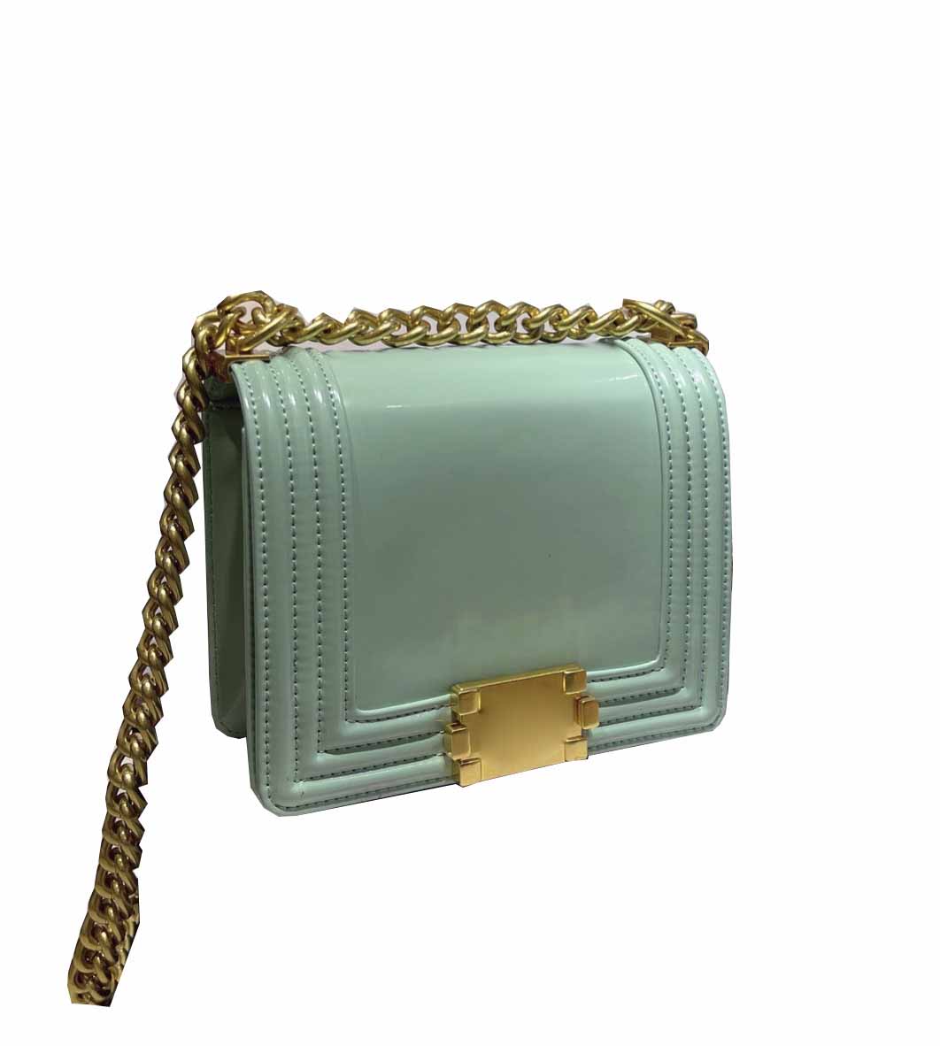 

High Quality Mini Flap Bags Handbags Solid Color Shiny Genuine Leather Designer Shoulder Bag Handbag Luxury Classic Gold Metal Thick Chain Crossbody Bag For Womens, White