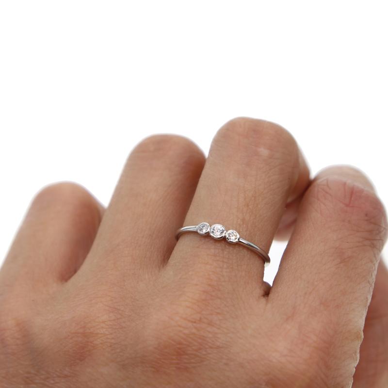 

Cluster Rings Factory Wholesale Thin Band Gold Filled Three Cz Stone Delicate Minimalist Dainty Girl Women Simple 925 Sterling Silver RingCl