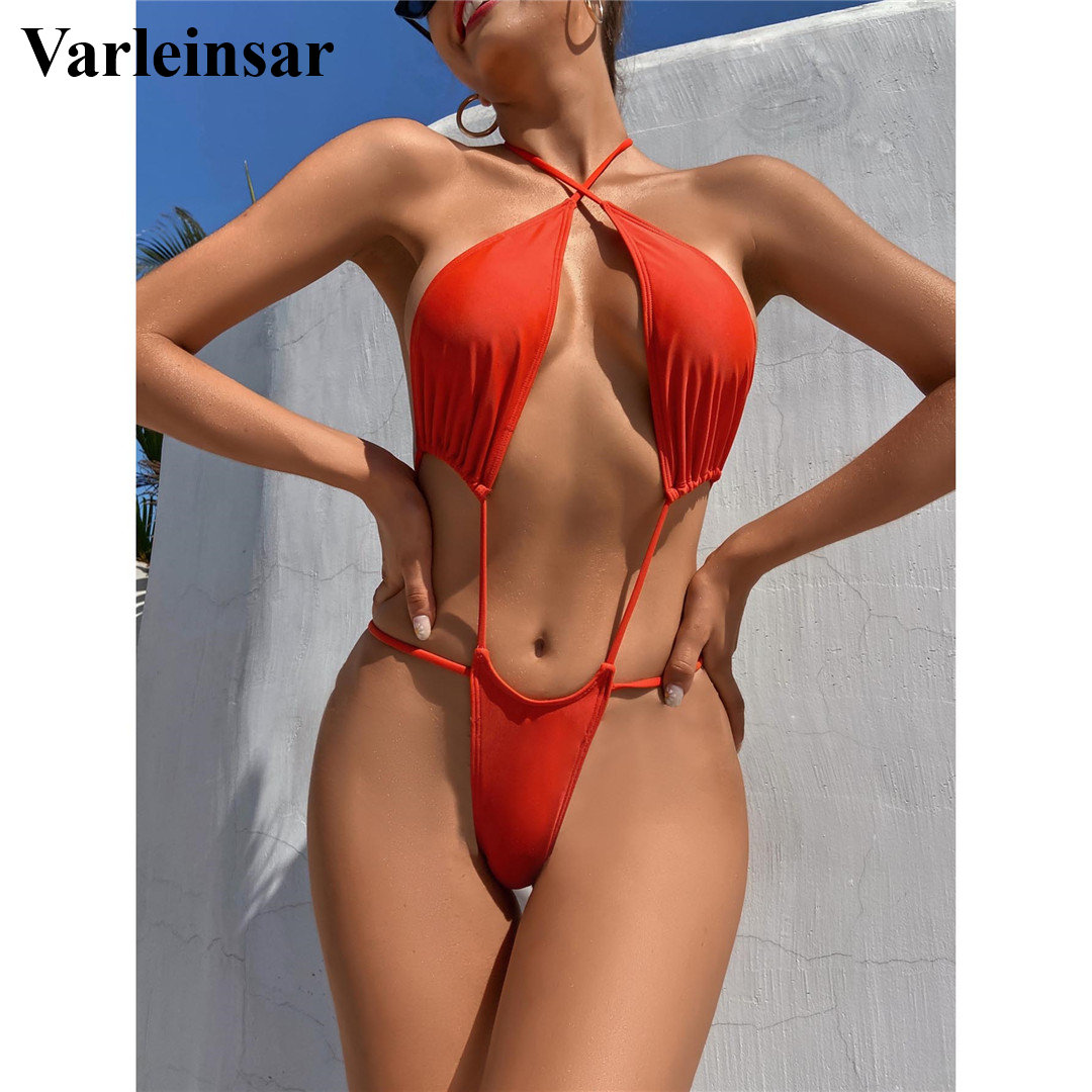 

Sexy Extreme String Mini Micro Thong Backless Monokini Women Swimwear One Piece Swimsuit Female Bather Bathing Suit Swim V2716, Red