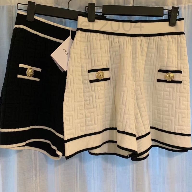 Women's Shorts designer 2021 balman knitted loose high waist gold buckle wool autumn winter shorts sweater casual T8MI-image-789572566