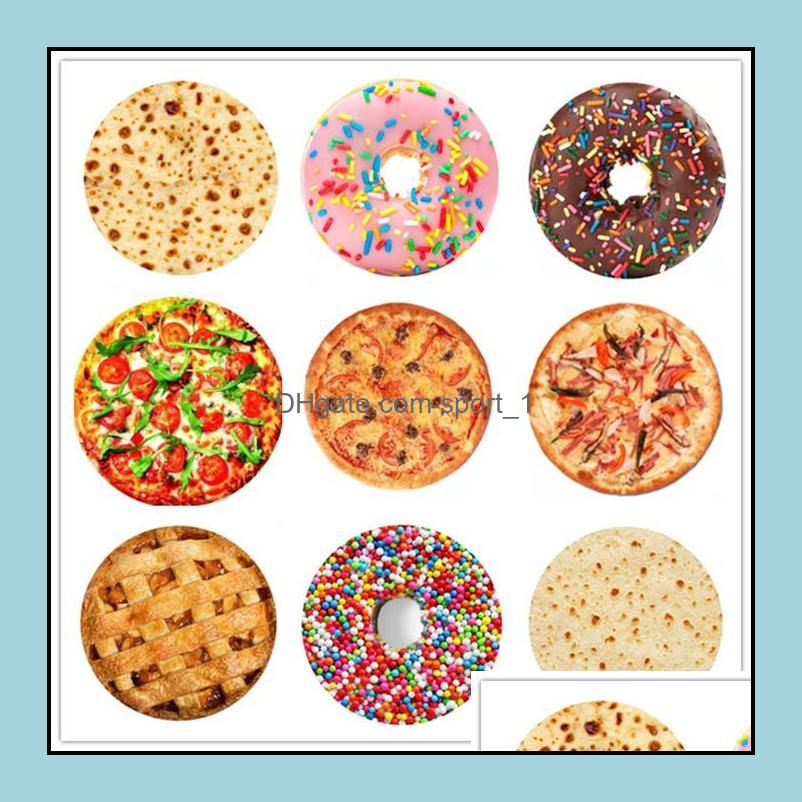 

Blankets Home Textiles Garden Baby Soft Pizza Novel Food Tortilla Burritos Blanket Funny Coral Fleece Swaddle Newborn Dhjeb