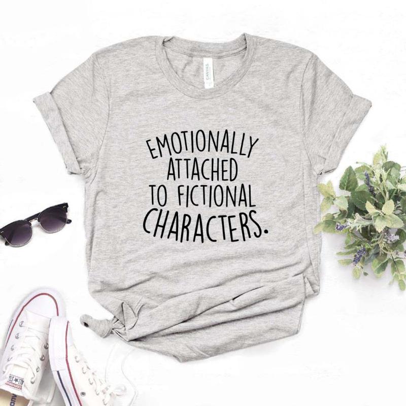 

Women's T-Shirt Emotionally Attached To Fictional Char Print Women Tshirts Cotton Casual Funny T Shirt For Lady Yong Girl Top Tee Hipster FS, Black