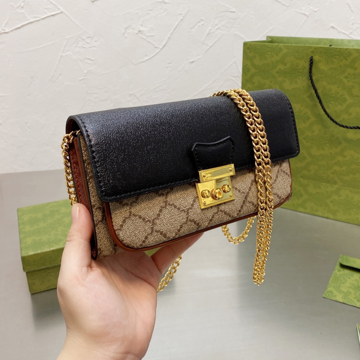 

Chain bag Crossbody Luxurys Designers Handbag Real Genuine leather Bags With Serial Number High Quality Women Fashion Totes, No bag