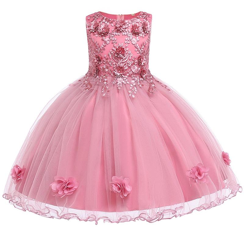 

Girl's Dresses Summer Flower Girl Party Dress Kids Bridesmaid For Girls Children Clothes Princess Elegant Wedding GownGirl's, Champagne