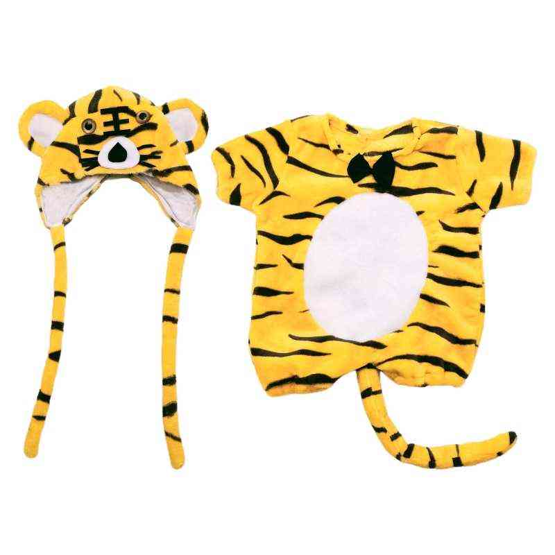

2 Pcs Newborn Photography Props Outfit Baby Cute Tiger Short Sleeves Romper Hat T220727, Yellow