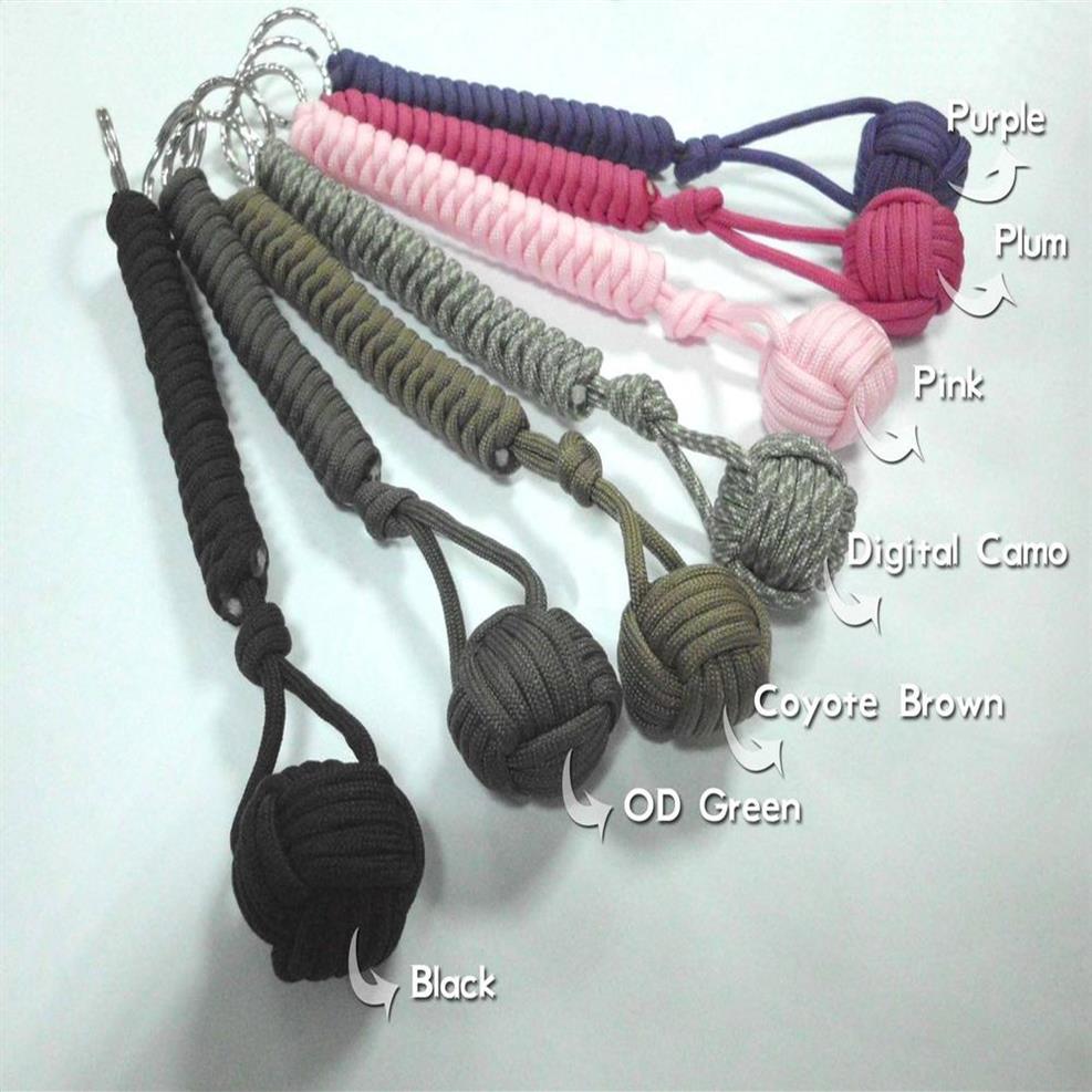 

550 Paracord Self Defense Monkey Fist Keychain Ball Metal Core Lanyard253B