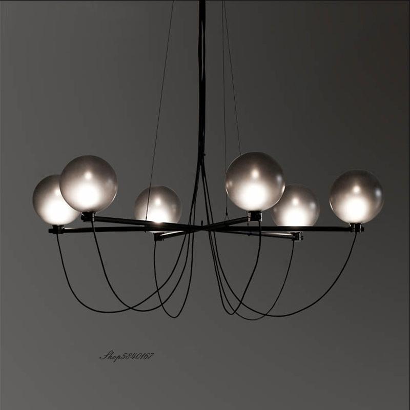 

Pendant Lamps Postmodern Glass Lights Vintage Black Pearl Lustre Living Room Led Suspension Luminaire Restaurant Dining