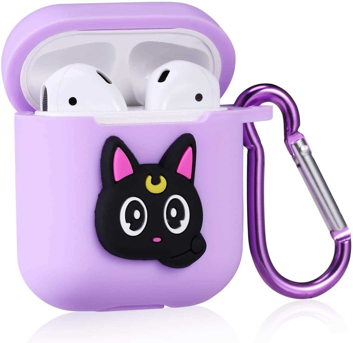 Cas compatible pour AirPods 2/1, mignon animal de dessin animé personnage de mode pods d'air de recharge accessoires de couverture de chargement