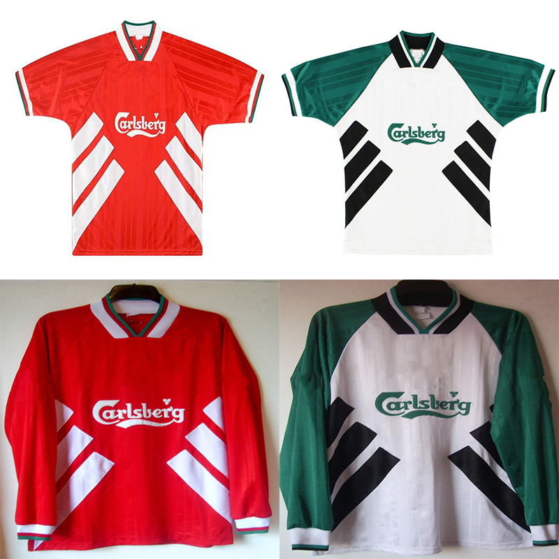 

93 94 95 Retro Soccer Jerseys McMANAMAN GERRARD DALGLISH FLOWER Vintage Classic Jersey Home Red Away White Long Sleeve Shirt, 93/95 home+league