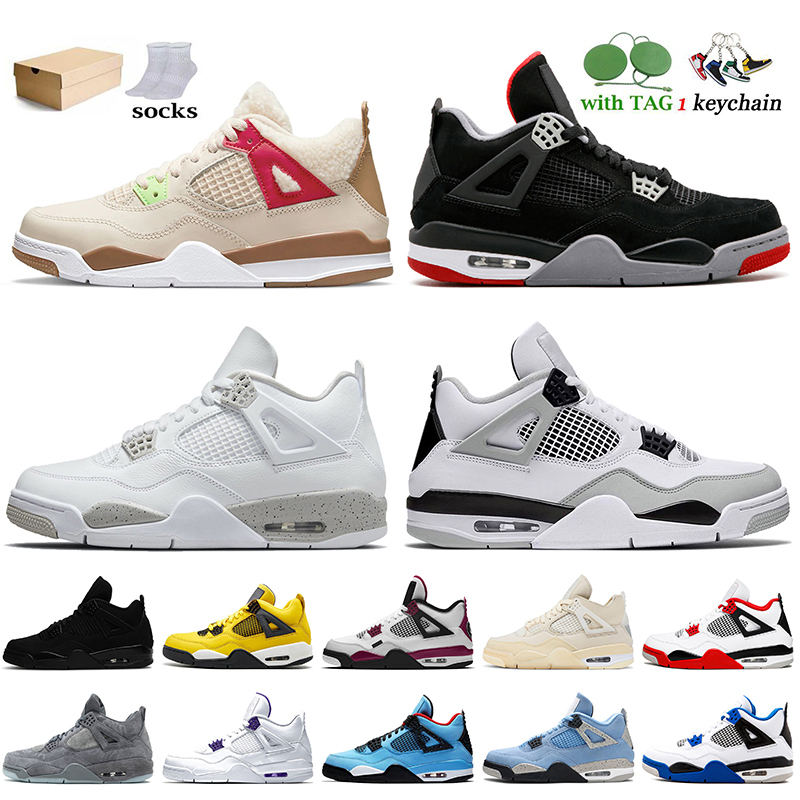 

Big Size 2022 New Fashion 4s Basketball Shoes Jumpman 4 Sneakers Wild Things Bred White Oreo Military Black Cat University Blue Fire Red Cactus Trainers, C35 red metallic 36-47