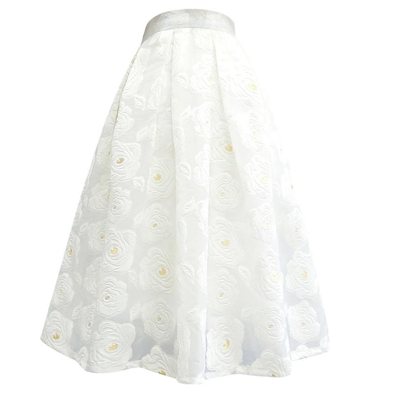 

Skirts Summer Vintage Elegant Korean Fashion Fairy Sweet White Rose Floral High Waist Puffy Tulle Long Midi Skirt 3-6XL Maxi ChubbySkirts, 08