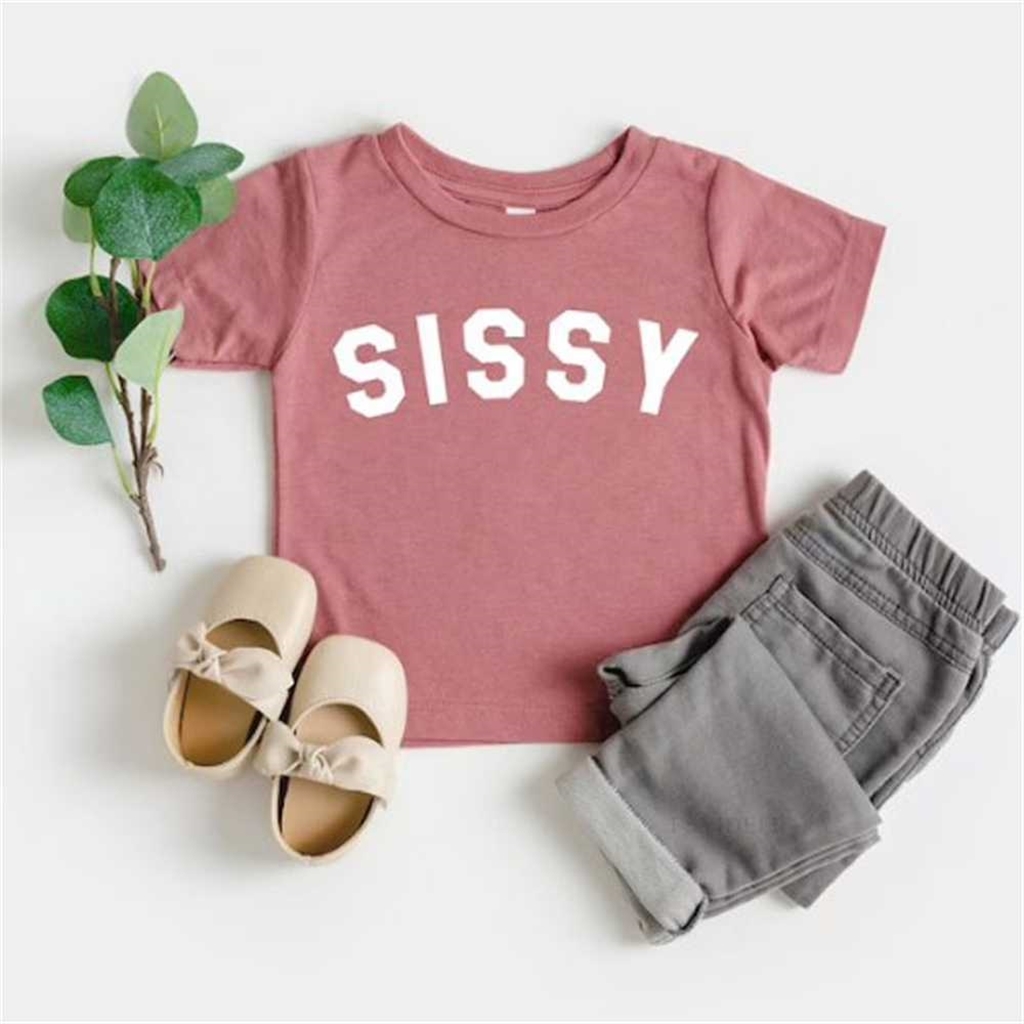 

Multi Colors SISSY BUBBA Letter Print Short Sleeve T shirts for Kids Summer Sweat Shirts Toddler Baby Infants Outfit Tracksuit Tshirts Tee Boys Girl Clothing T333R2I, Red brown sissy