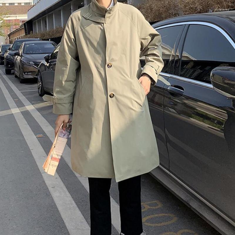 

Men' Trench Coats Autumn Coat Fashion Casual Long Men Streetwear Korean Loose Oversize Windbreaker Jacket Mens Overcoat -3XL Viol22, Black