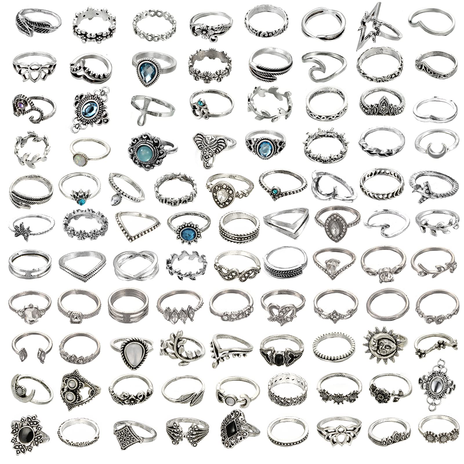 

Band Rings Vintage Sier Knuckle Set For Women Girls Teen Bohemian Stackable Joint Finger Midi Jewelry Pack amsDU