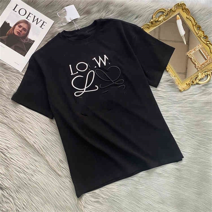 2022 High Quality new special offer Loe luojiachao chest three dimensional contrast letters embroidery short sleeve men's and women's l
