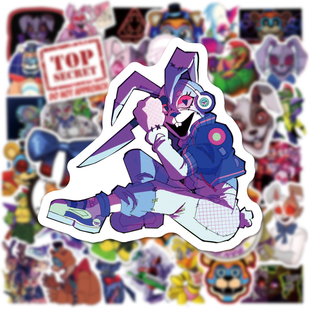 

50pcs/set poster graffiti skateboard stickers horror game For water bottle notebook laptop decor Helmet car sticker PVC Guitar Decals, Multi colors