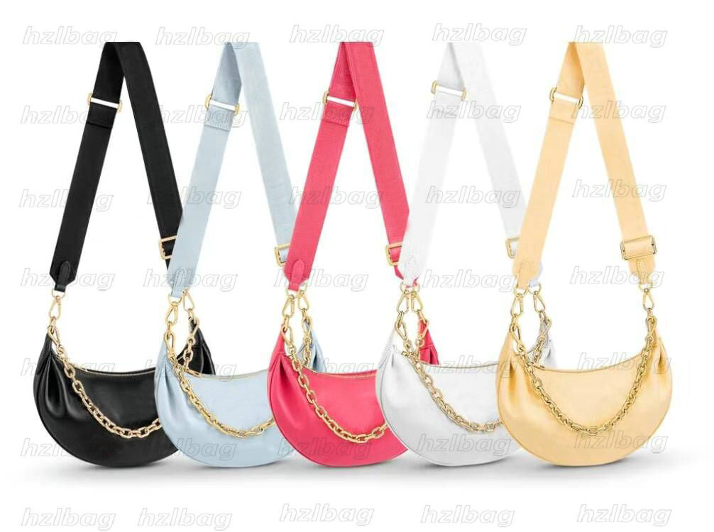 

OVER THE MOON Bubblegram Half Moon Bag MATCH PREFALL 2022 Quilted Embroidered Monograms Womens Puffy Leather HandBag Nylon strap Jacquard Crossbody M59825 M59799, Color 01