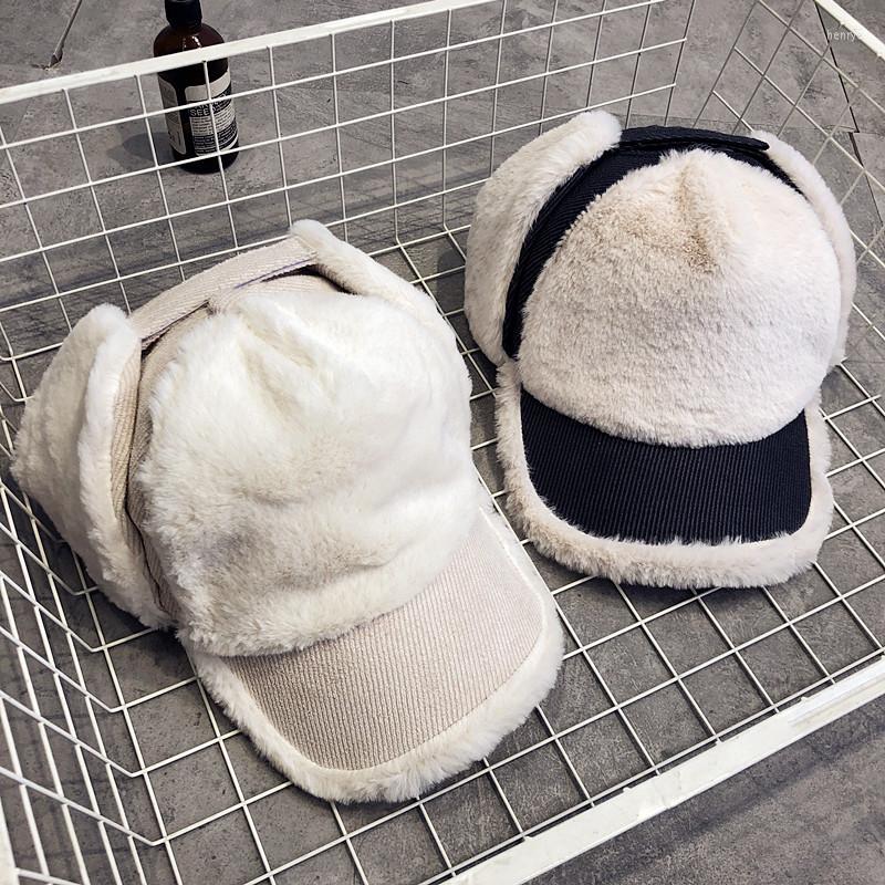 

Ball Caps Women Winter Baseball Cap Plush Thicken Warm Hat Fashion Romantic Ski Unisex Outdoor Adjustable Gorras GiftBall, Black