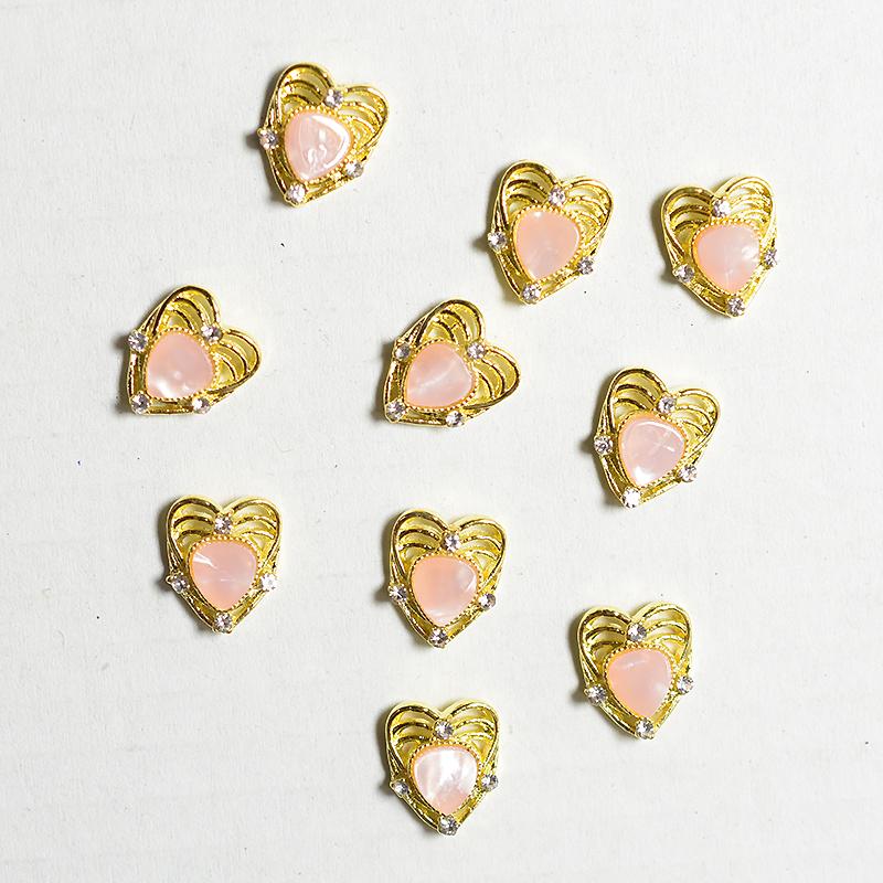

Nail Art Decorations Gold Hollow Heart Rhinestones Gem Beauty Glitter Nails Charms Jewelry Accessories Metal For 3D Decoration TopNail