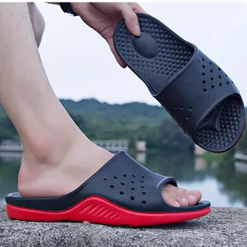 

Sandals Men Slppers Fashion Massage Slippers Flip Flops Outdoor Casual Slides Non Slip Beach Door Shoes, Black