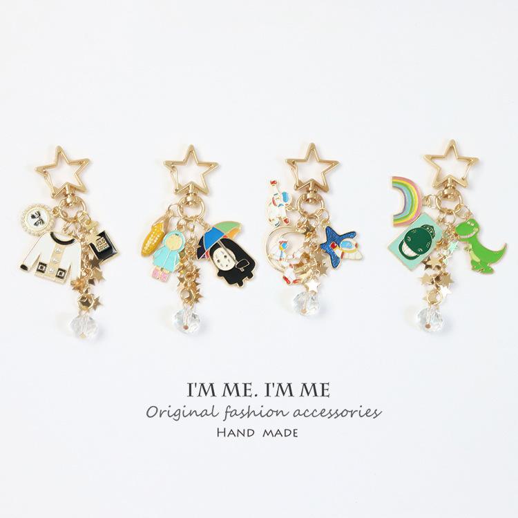 

Keychains INS Variety Of Sweet Crystal Immortal Keychain Pendant Cute Package