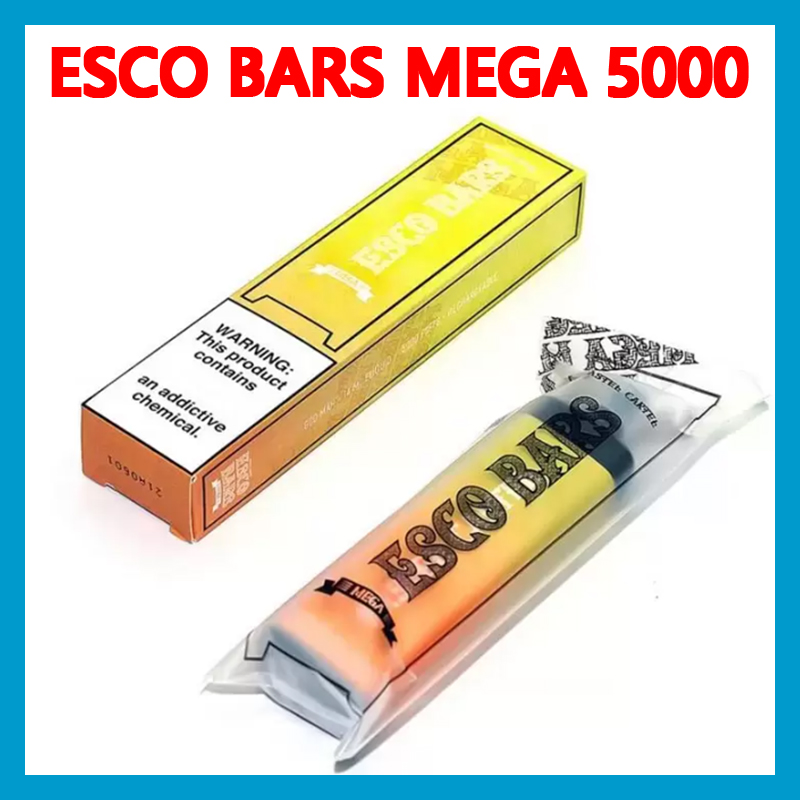 

Esco Bars Mega Disposable Mesh Coil Vape E Cigarette 5000 Puffs Rechargeable 14ml Capacity 800mah Battery