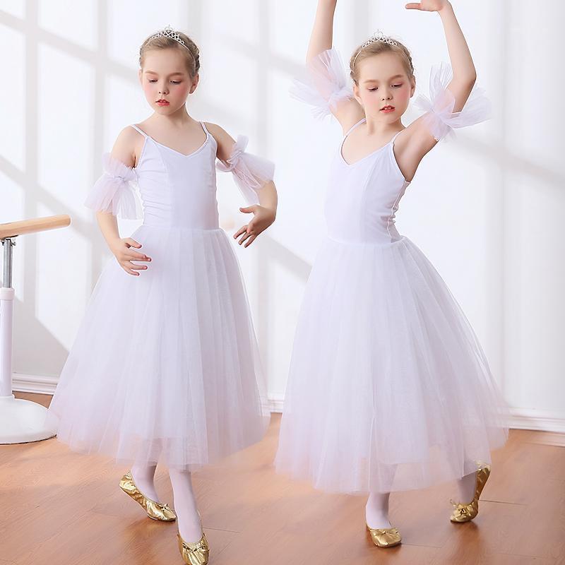 

Female Children's Ballet Tutu Skirts Giselle Swan White Romantic Style Long Dance Costumes Ballerina Dress1