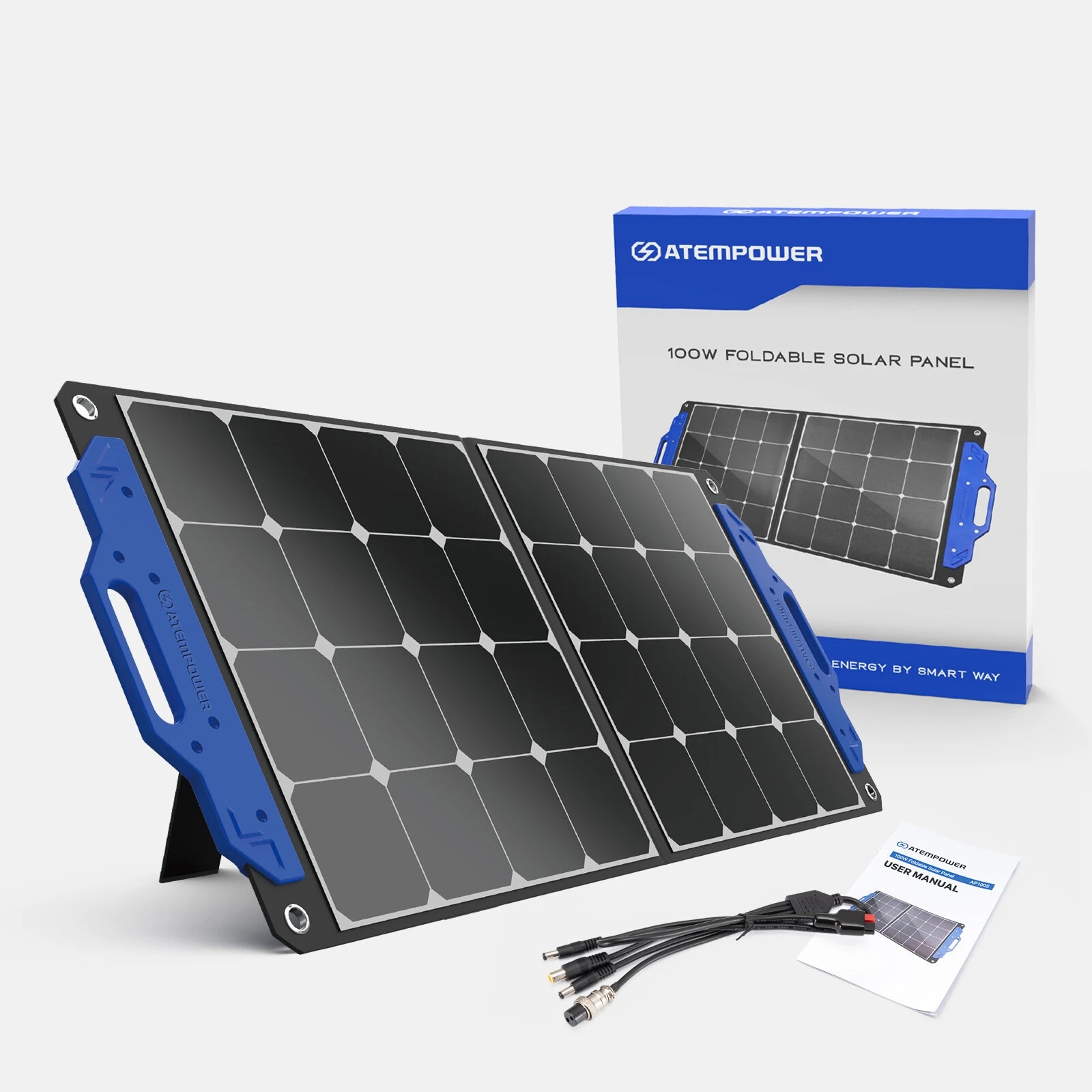 

AP-SPSP-UFA 100W Portable Solar Panel Monocrystalline Solar Cells Foldable Suitcase Solar Charger Compatible With Generators Power Station For RV Outdoor Camping