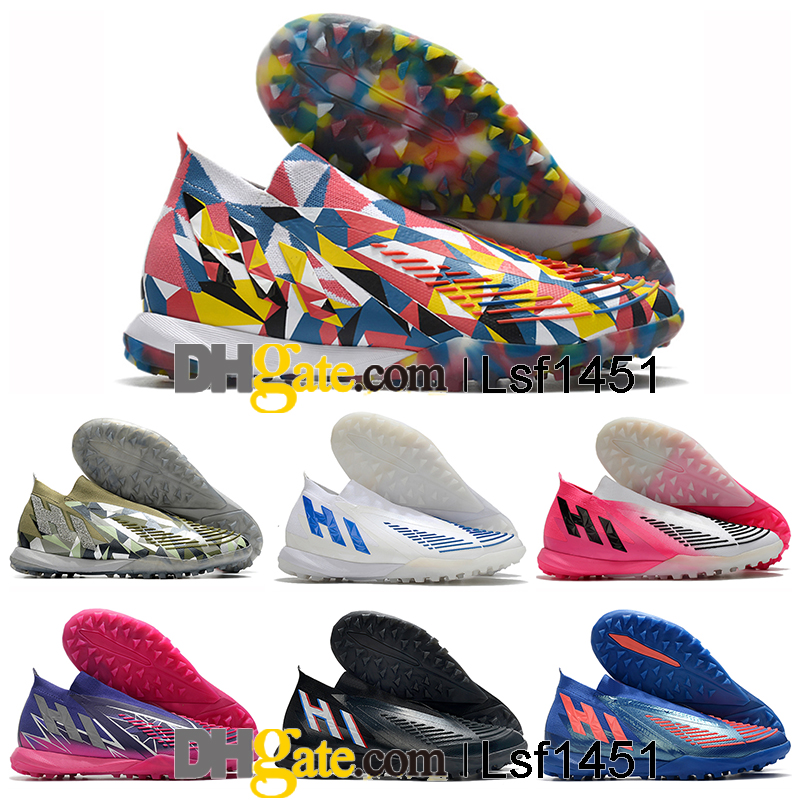 

GIFT BAG Mens High Ankle Football Boots Laceless Predator Edge IC TF Cleats X Predators Edge Geometric 22 Soccer Shoes Indoor Turf Trainers Botas De Futbol, Color 5