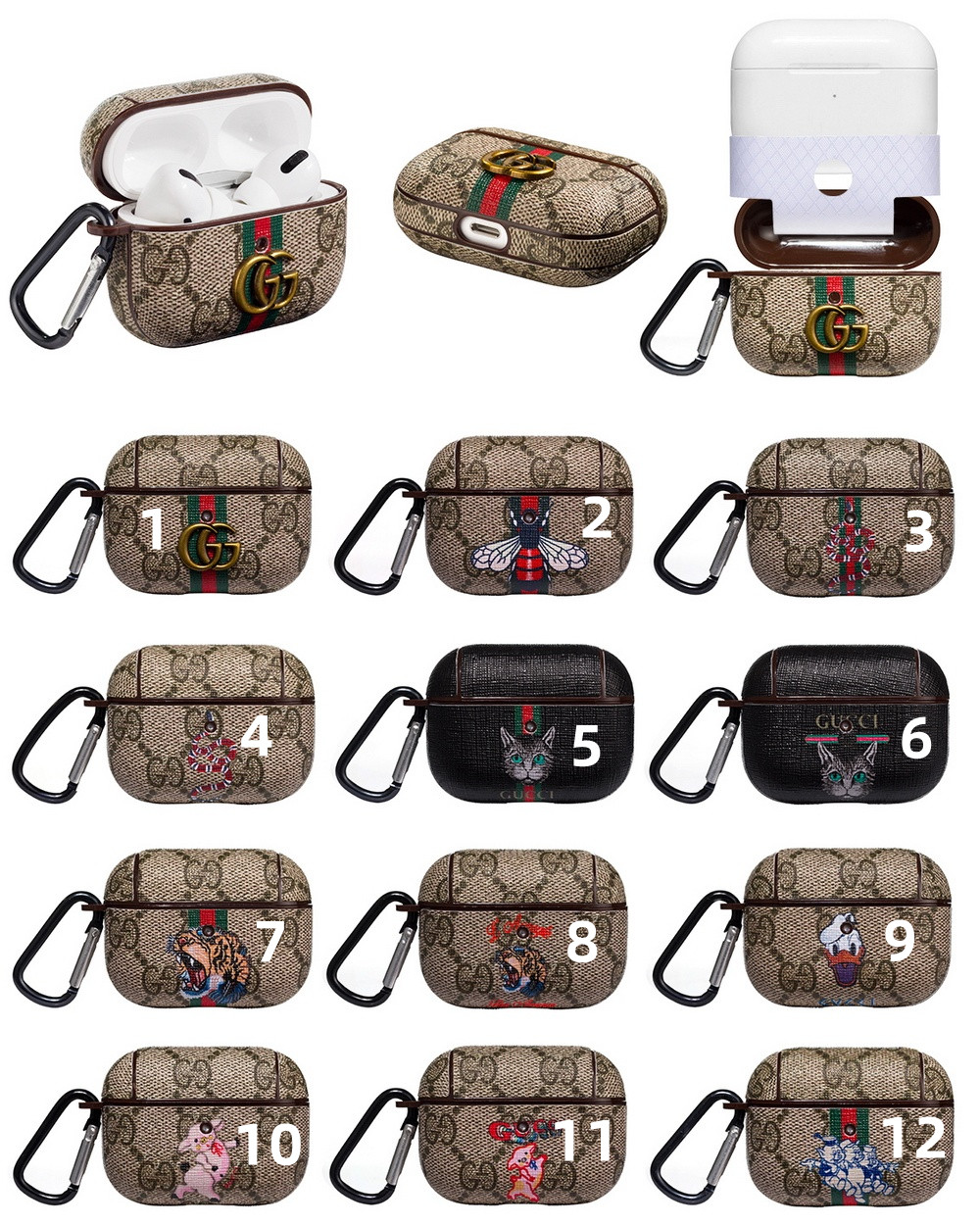 

Headphone Accessories Fashion Designer Gucci AirPods Cases for Earphone pro 1 2 3 High Quality Case Letter Printed Hard Shell Protection Package Hook bags A12