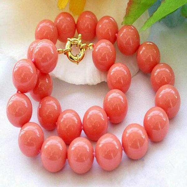

Natural 10mm South Sea Coral Pink Shell Pearl Round Gemstone Necklace 18'' AAA