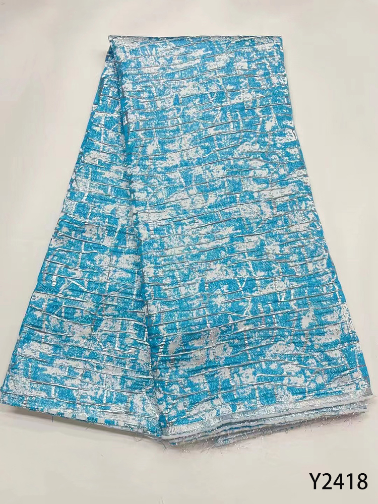 

Fashion Latest Jacquard Fabric Brocade Lace Tissu Top Selling African Tulle Net Fabric for Nigerian Wedding DRESS Y2418