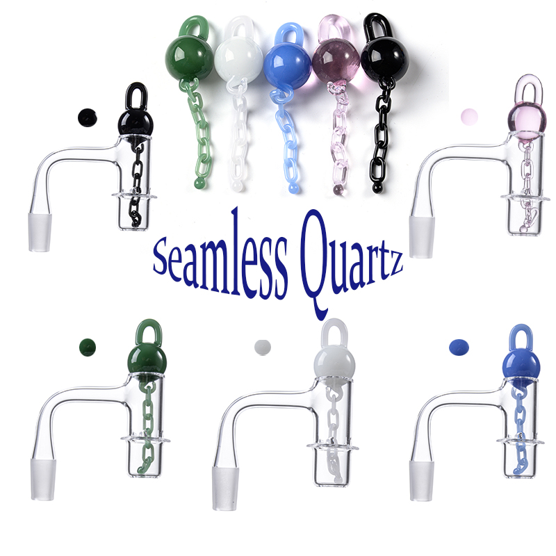 

100% Quartz Banger With Unique Glass Marble Chains Cap Smoking Accessories Terp Slurper Full Weld Beveled Edge Seamless Bangers