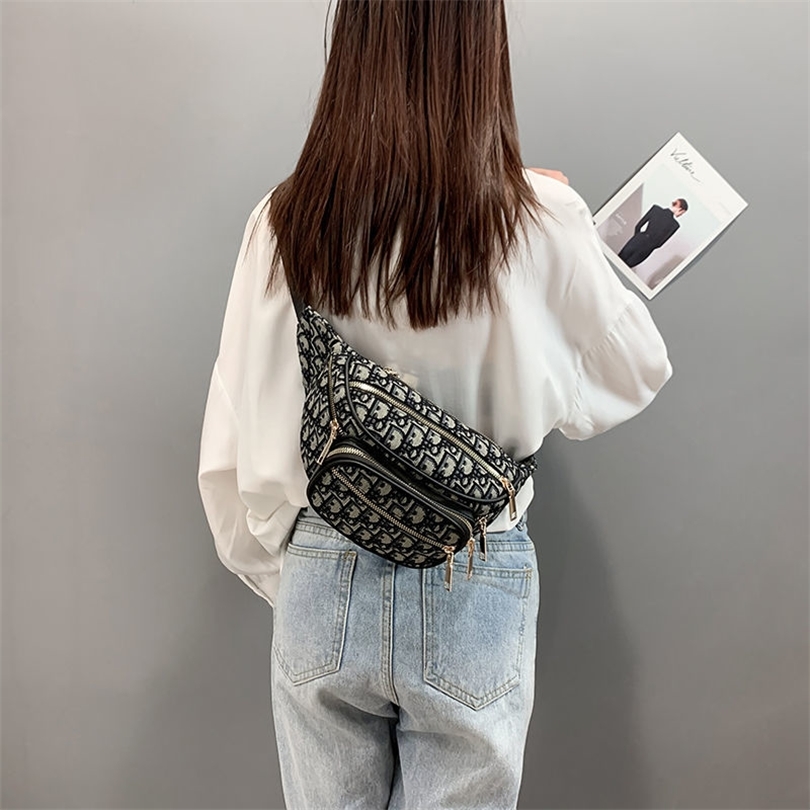 

42% OFF 2022 high quality new fashion trendy bags Waist women's summer versatile messenger sense niche chest multi-layer canvas, Black