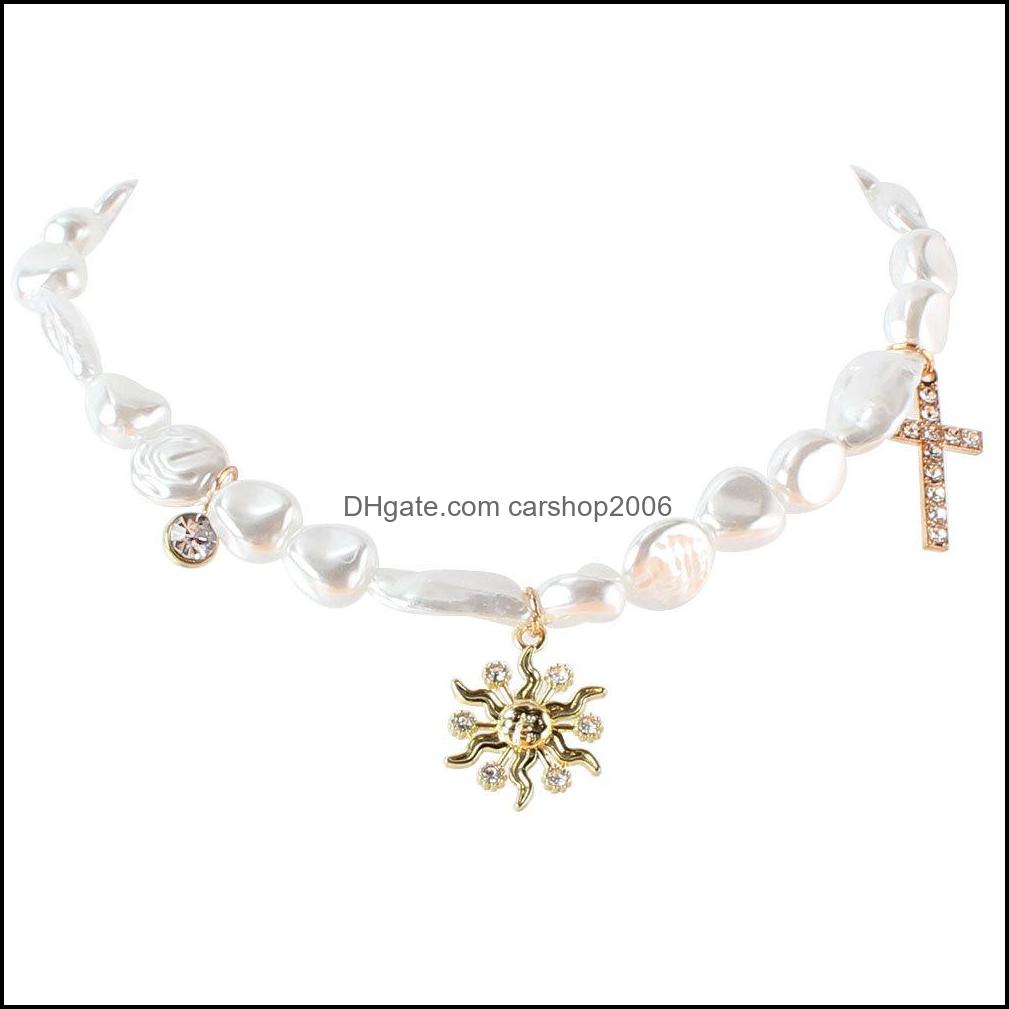 

Pendant Necklaces Pendants Jewelry Design Alloy Micro Diamond Flower Retro Cross Pearl Necklace Personality Mix And Match Handmade Clavicl