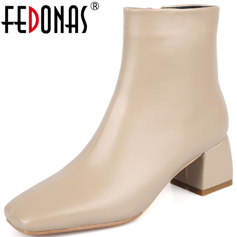 

FEDONAS Autumn Winter Shoes Woman Heels 2022 Fashion Female Heels Side Zipper High Heels Boots Working Party Ankle BootsT220718, Misha hui