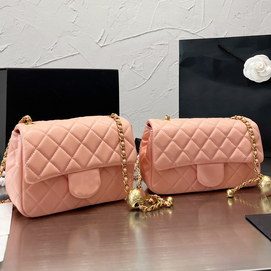 17/20CM Womens Classic Crush Ball Bag Mini Square Flap Bag Top Lambskin Quilted Gold Hardware Metal Adjustable Chain Crossbody bags Designer Luxu