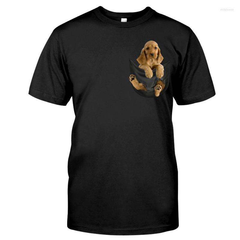 

Men' T-Shirts Funny T-Shirt English Cocker Spaniel Pocket Printed Cotton Fashion Brand Harajuku Casual Tops Hip Hop Black TeeMen' Mild22, Cotton t-shirt 4