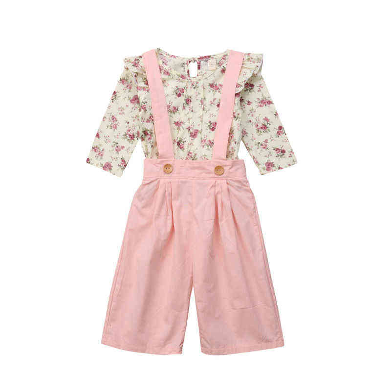 

Citgeett Cute Newborn Kids Baby Girl Floral Ruffle Tops Bib Band Jarretel Pink Pants Outfit Autumn Sweet Set Clothing J220712, Red