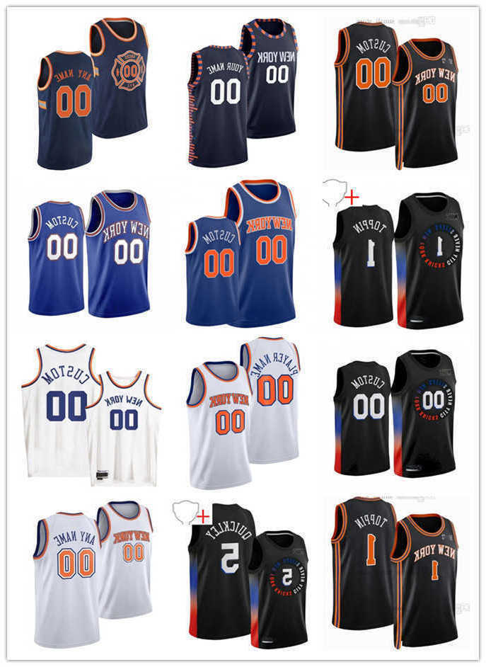 

75th Custom Men Women Youth New York''Knicks''5 Immanuel Quickley 23 Mitchell Robinson 1 Obi Toppin 8 Kemba Walker Basketball Jerseys, Color