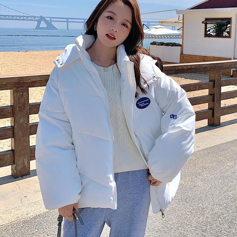 

Women' Down & Parkas JMPRS Winter Thick Women Short Warm Puffer Jacket Fashion Letter Cotton Padded Female Elegant Zipper Coats Luci22, Black