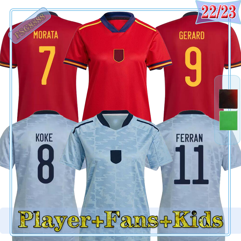

2022 2023 Player version Espana soccer jersey MORATA GERARD PEDRI FERRAN KOKE SARABIA Spain 21 22 23 Maillot Foot FANS ADAMA RAMOS THIAGO football shirts man kids kit, (fsan)