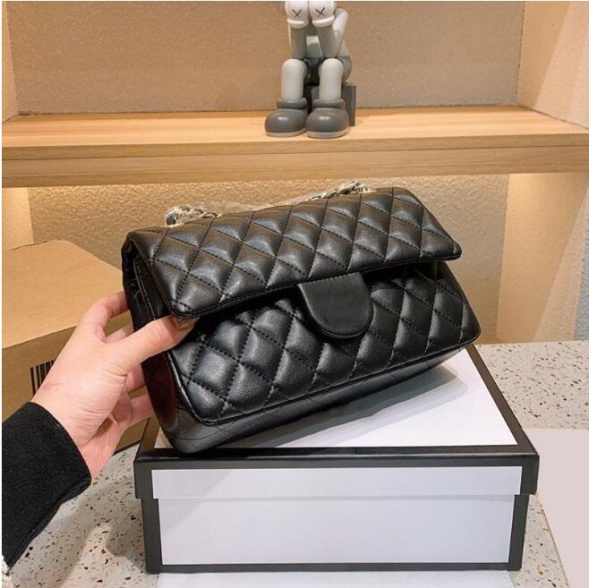 

Iridescent Pearly Colors Shiny Rectangle Bags Metallic Calfskin Cowhide Classic Flap Shoulder Matelasse Chain Vanity Multi Pochette Luxury_Handbags 26CM, Black