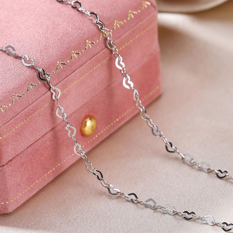 

Chains Sterling Silver Rose Gold Platinum Color Heart Shaped Chain Long 40 45 50 CM Wide 2.2 MM Shine Necklace Fashion Jewelry GiftChains