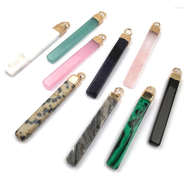 

Pendant Necklaces Strip Rectangle Glossy Pendants Multicolor Natural Stone Charms For Jewelry Making Necklace Earring 5x45mmPendant