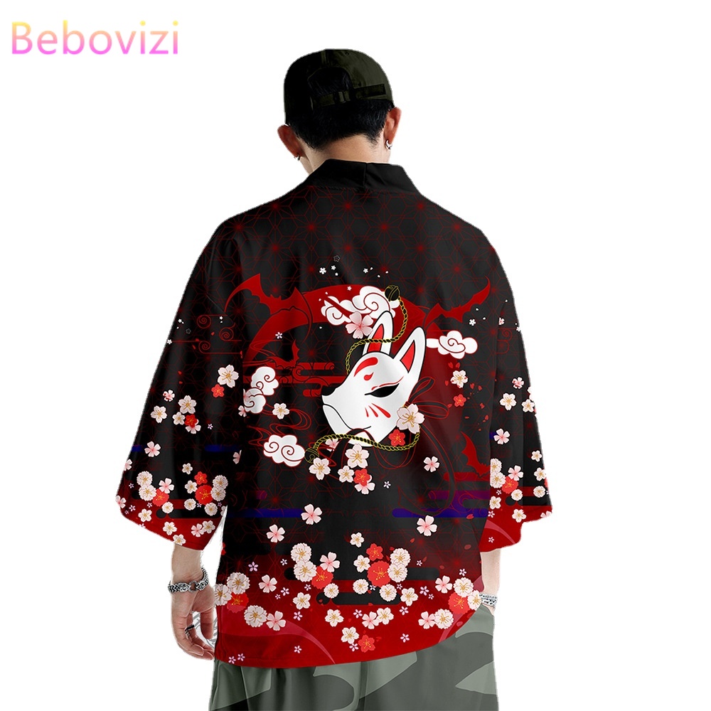 

Plus Size 6XL Falun China Harajuku Japanese Style Sets Fashion Kimono Men Women Cardigan Haori Obi Asian Clothes Pant Suit